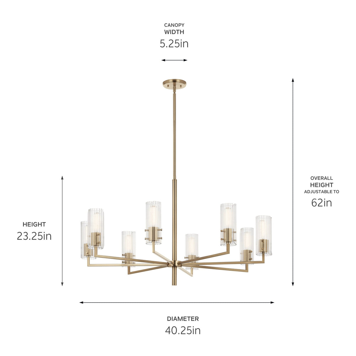 Kichler Velestino 8-Light Gold Modern/Contemporary Chandelier