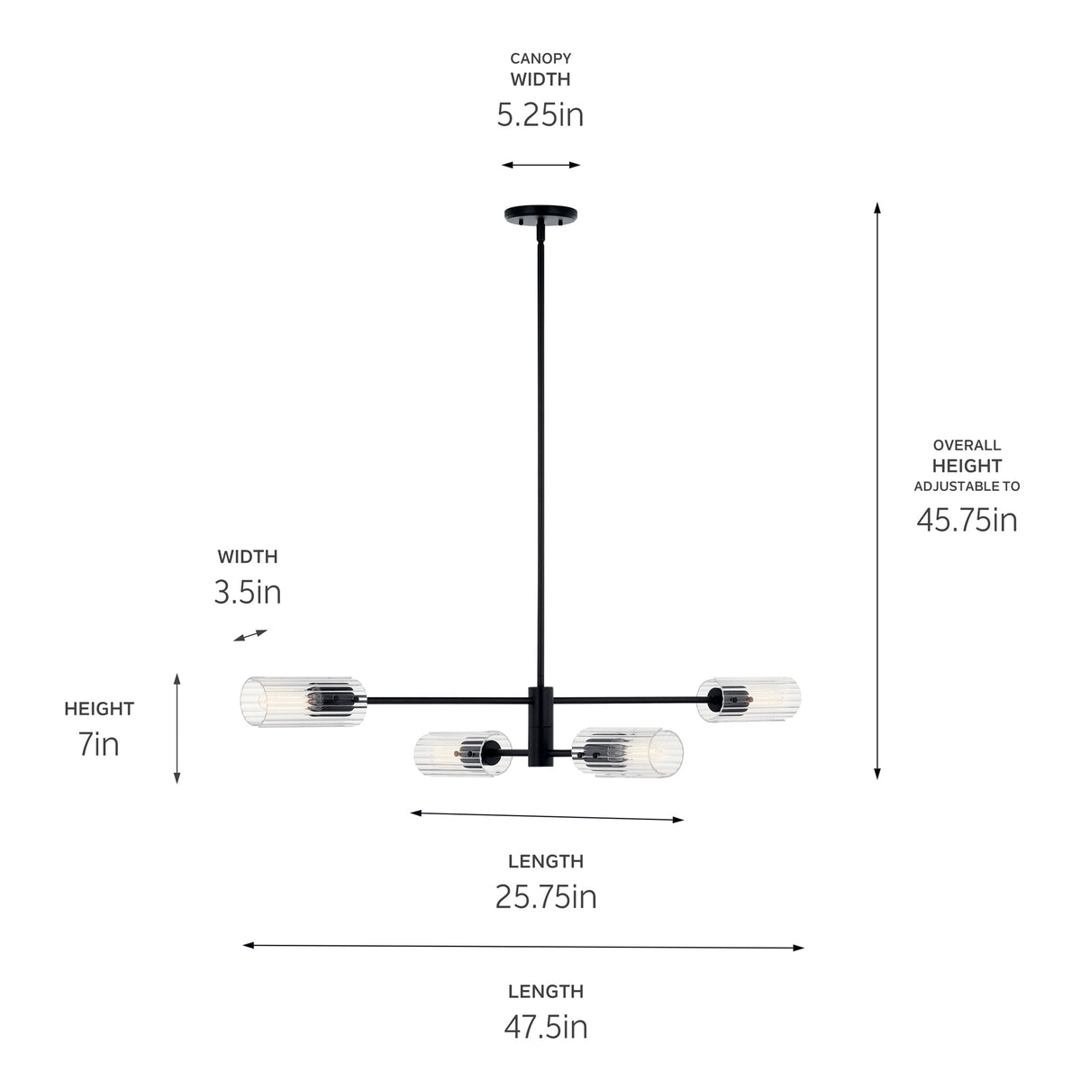 Kichler Velestino 4-Light Black Modern/Contemporary Chandelier