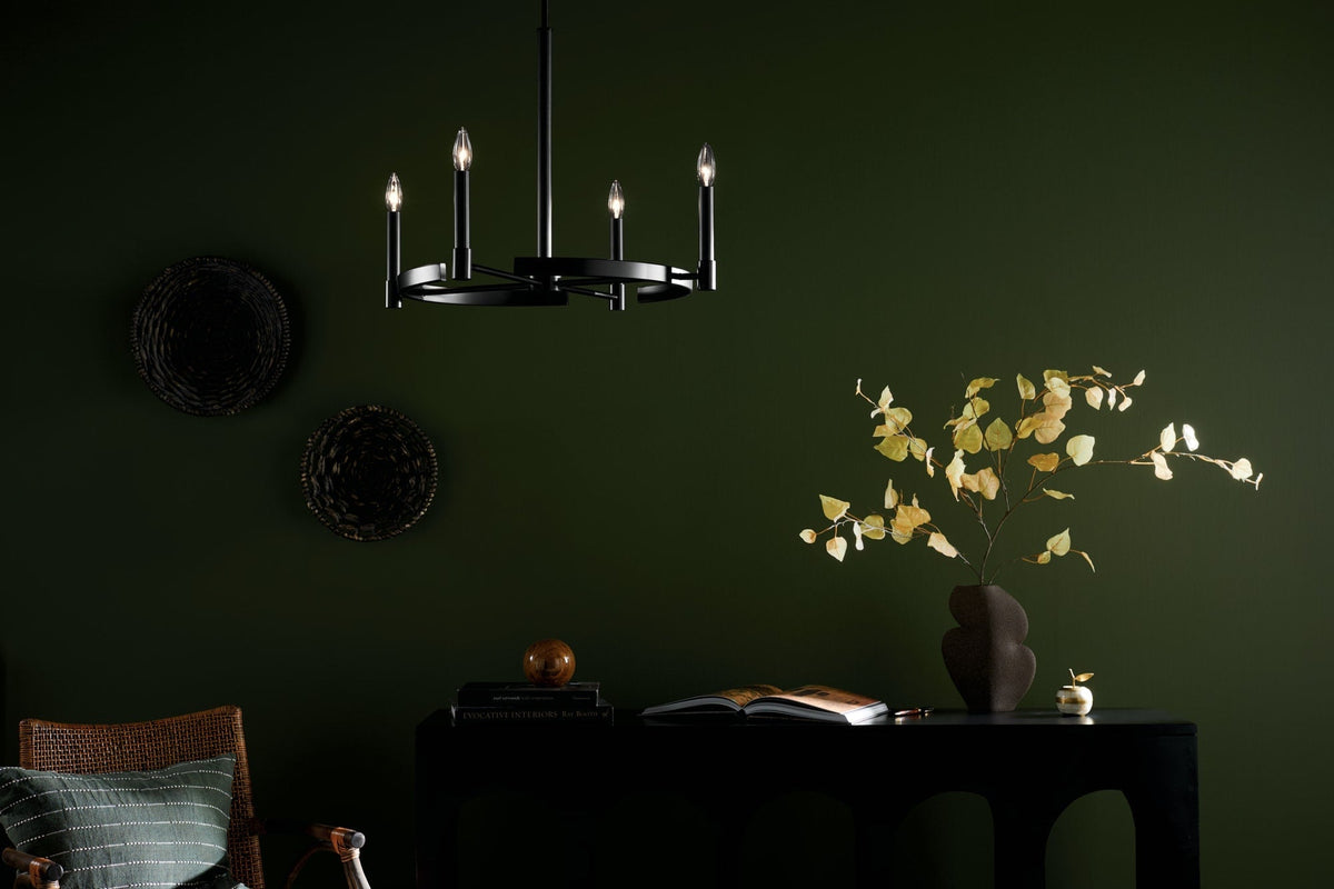 Kichler Tolani 4-Light Black Vintage Bare Bulb Chandelier