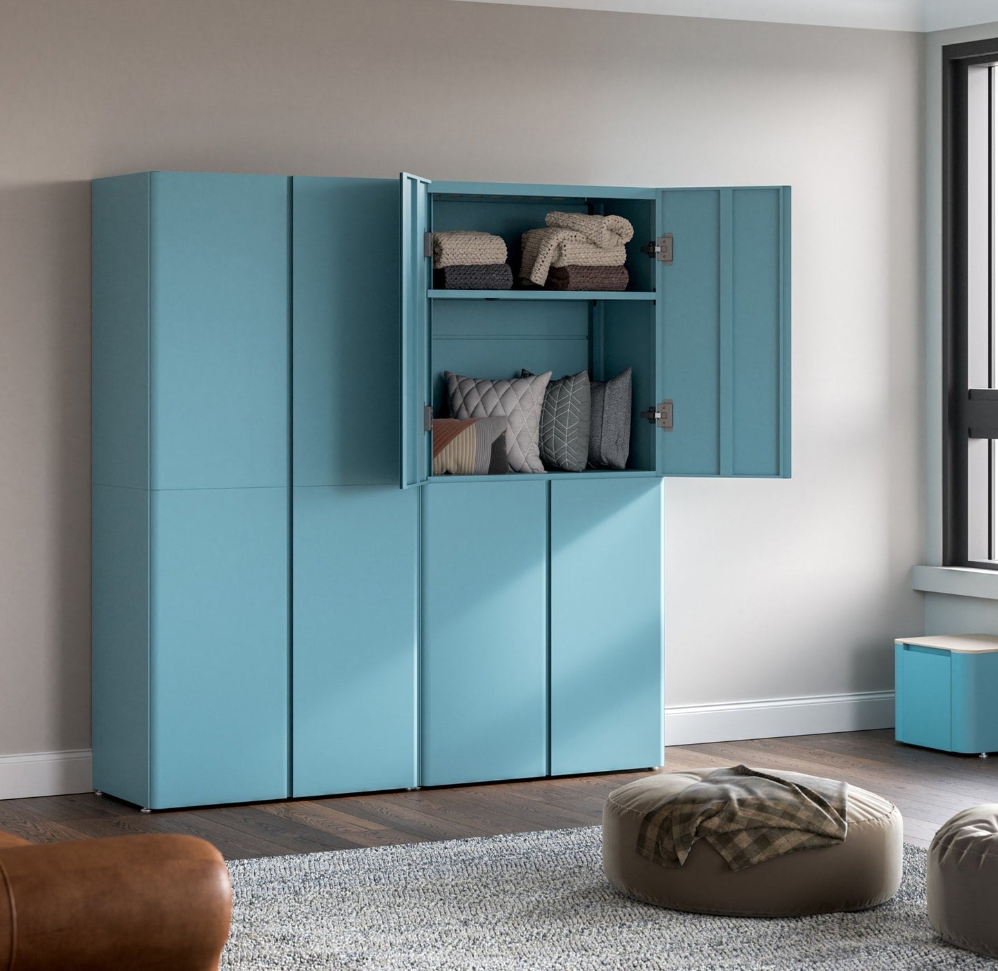 Everest 36-in W x 74-in H Steel Modern Blue Freestanding Utility Storage Cabinet