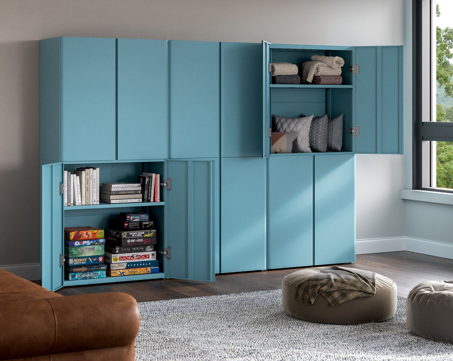 Everest 36-in W x 74-in H Steel Modern Blue Freestanding Utility Storage Cabinet