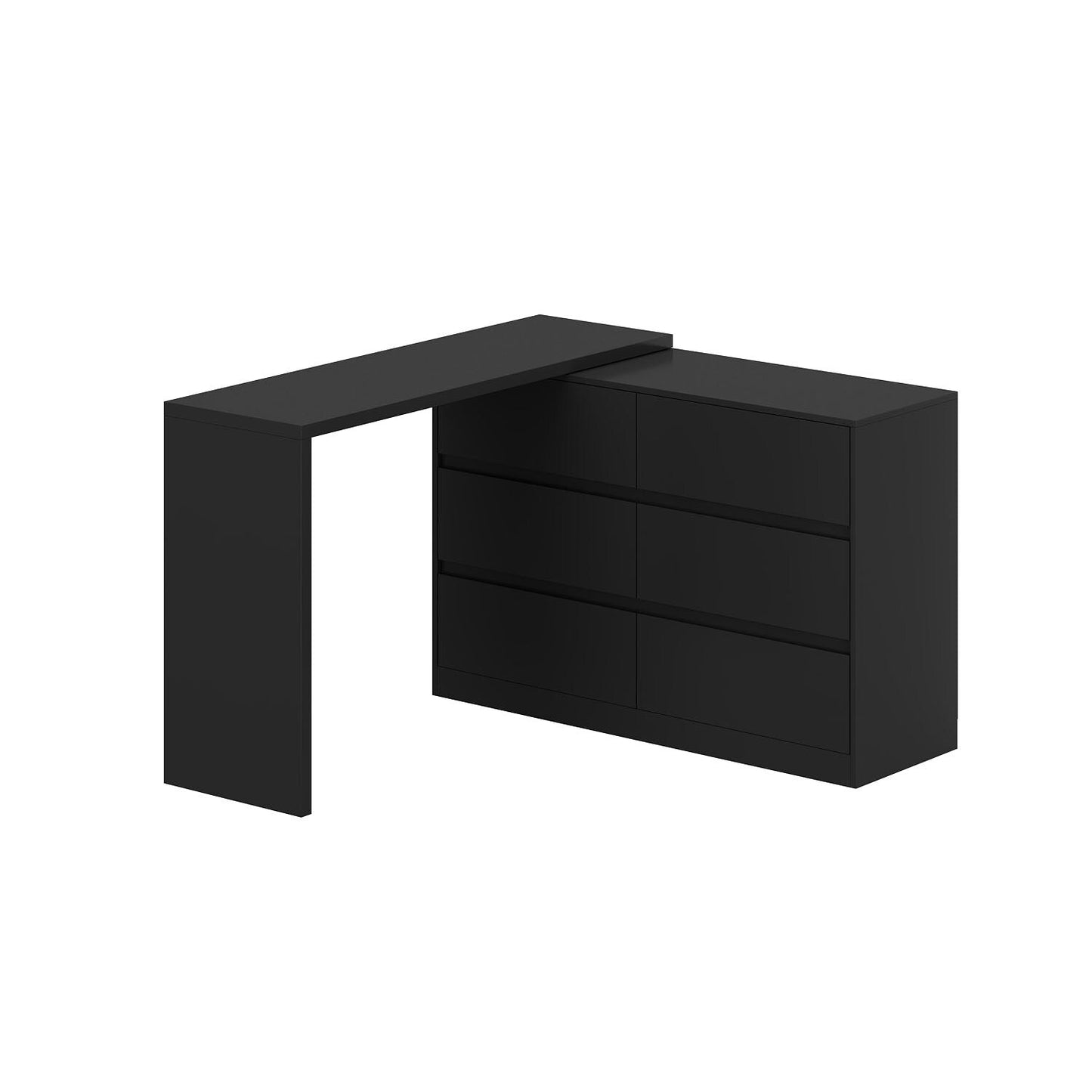 FUFU&GAGA Black Mdf Base with Mdf Top Kitchen Cart (16-in x 90.4-in x 32.7-in)