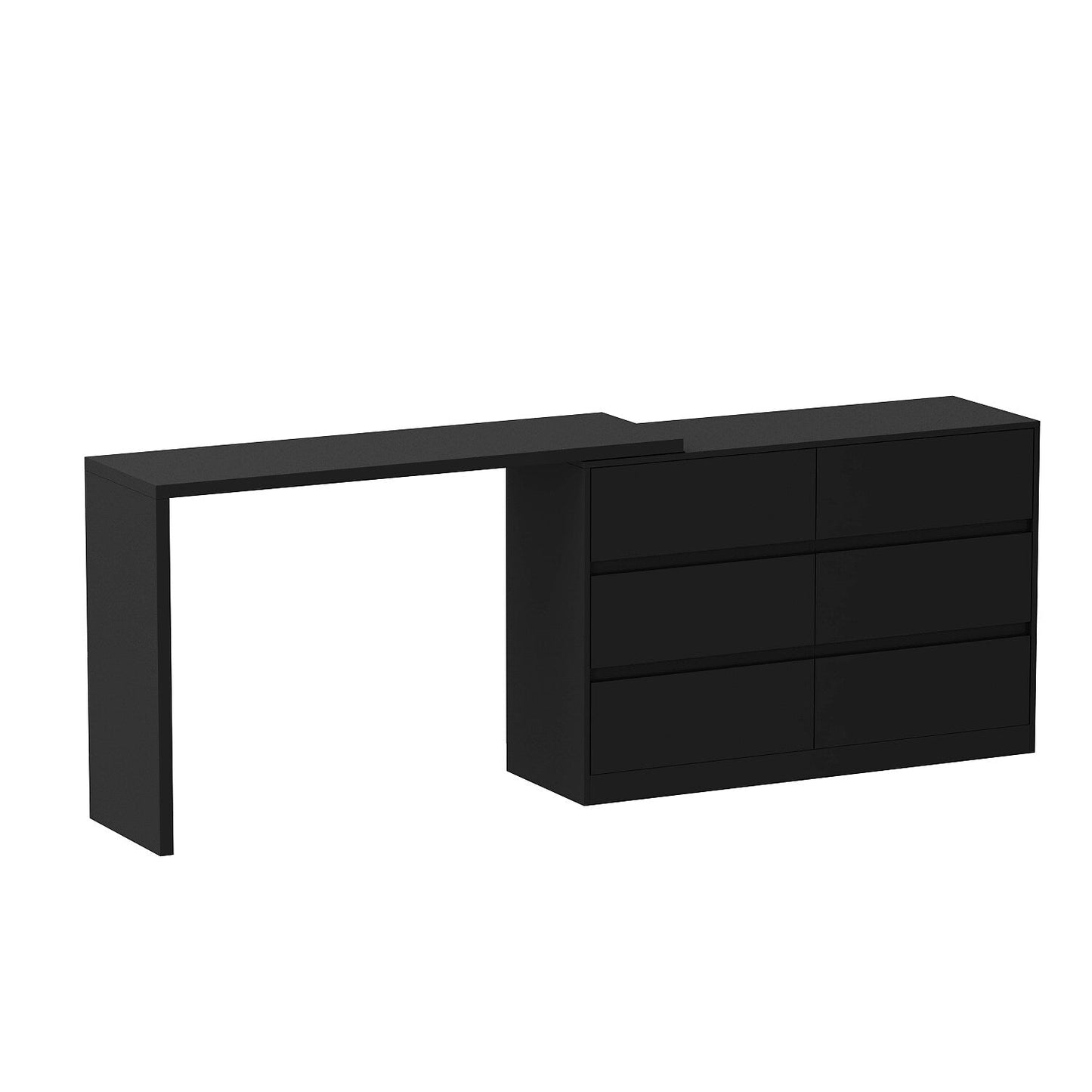 FUFU&GAGA Black Mdf Base with Mdf Top Kitchen Cart (16-in x 90.4-in x 32.7-in)