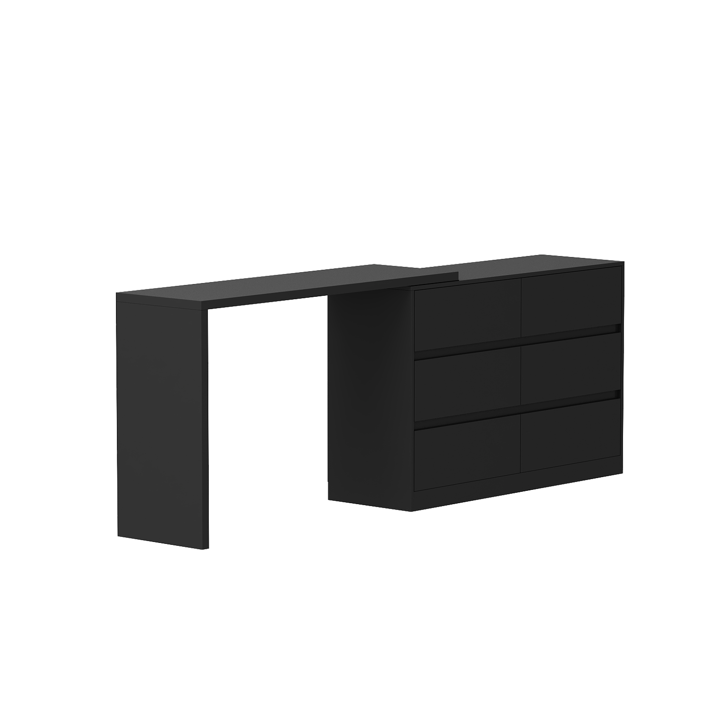 FUFU&GAGA Black Mdf Base with Mdf Top Kitchen Cart (16-in x 90.4-in x 32.7-in)