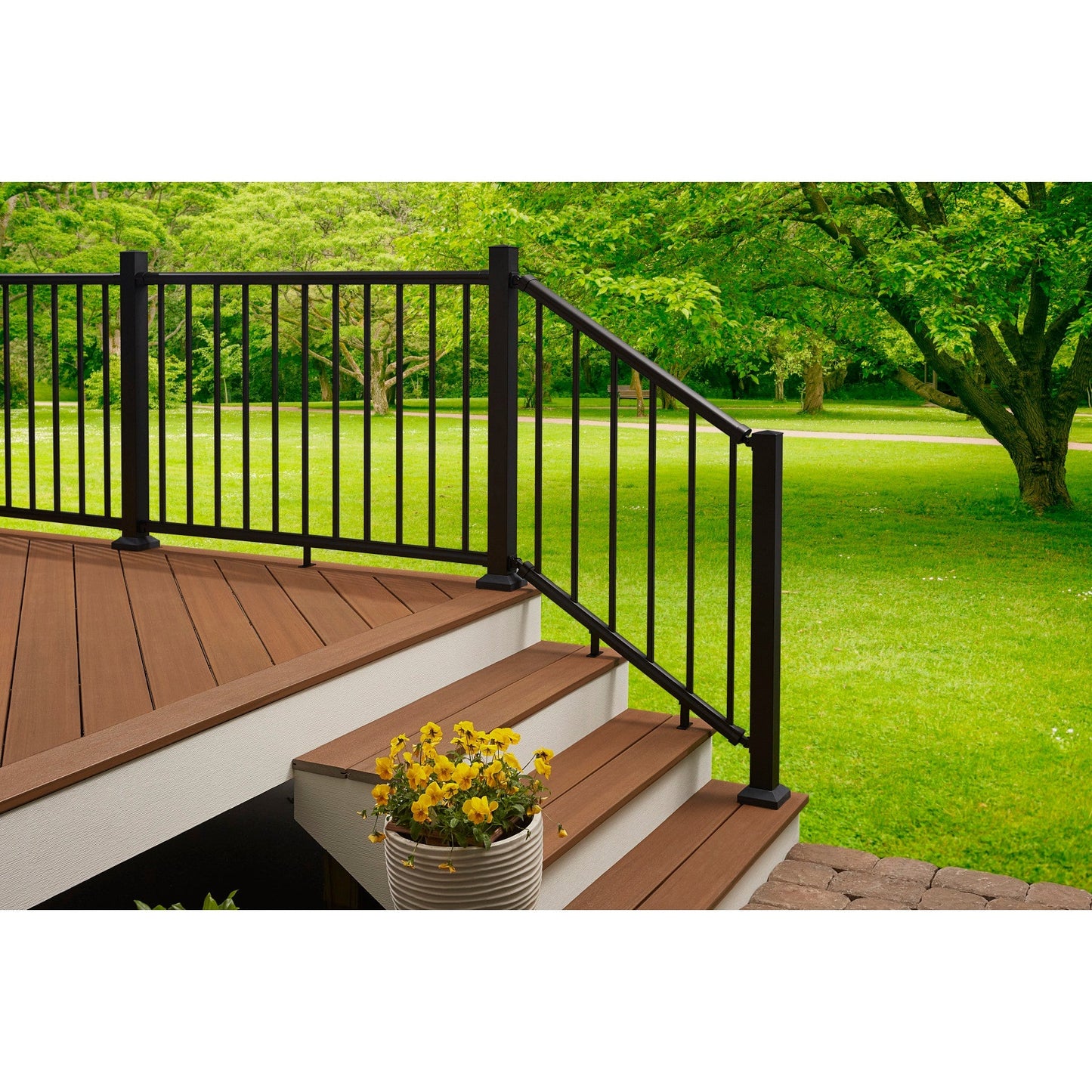 Fiberon CitySide Matte Black Aluminum Deck Bottom Stair Post