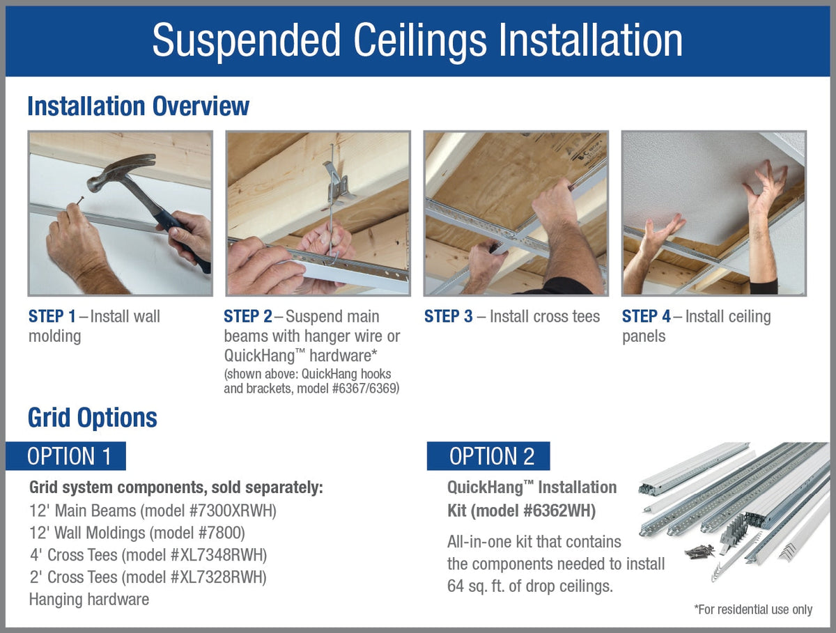 Armstrong Ceilings 24-in x 24-in Textured Contractor White Fissured Drop Acoustic Ceiling Tiles, 16-Pack (15/16-in Grid)