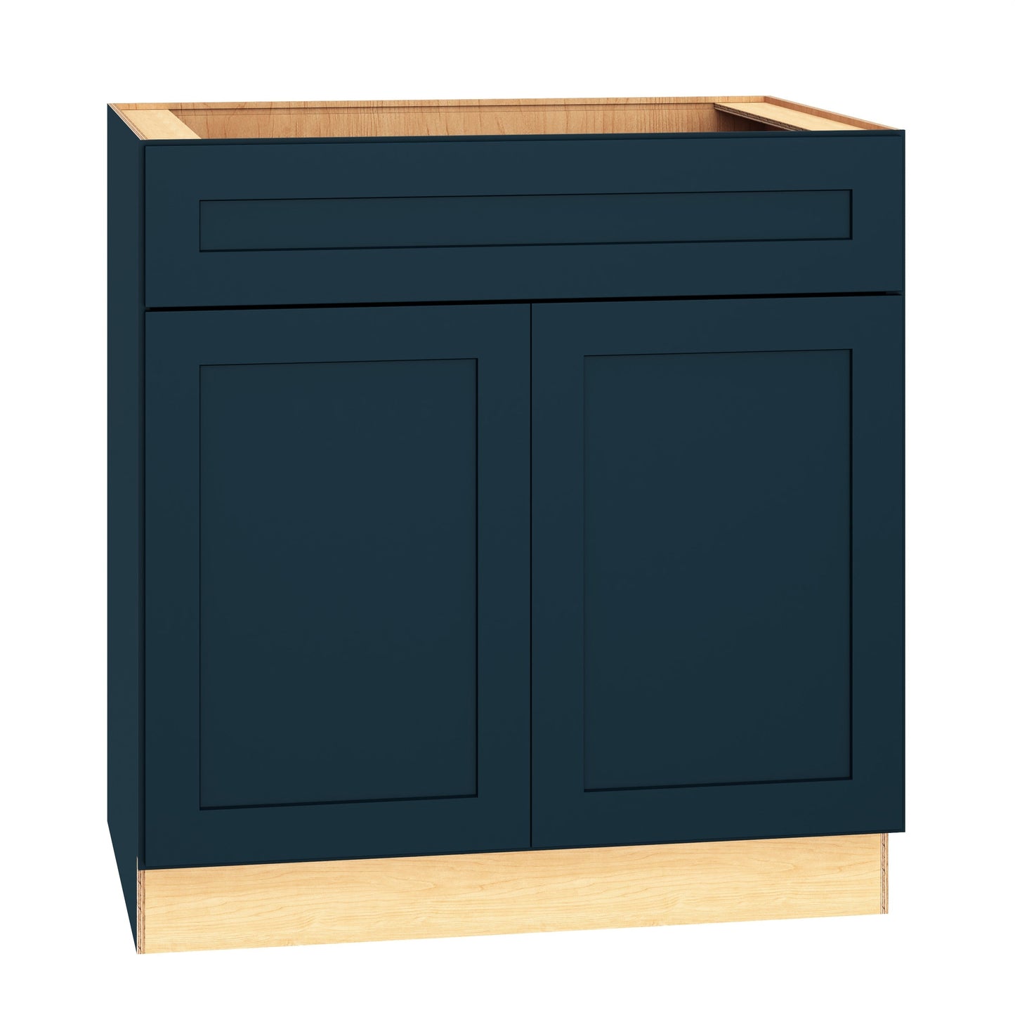 Diamond Express Jamestown 33-in W x 34.5-in H x 24-in D Regatta Blue Sink Base Fully Assembled Plywood Cabinet (Recessed Panel Shaker Style)