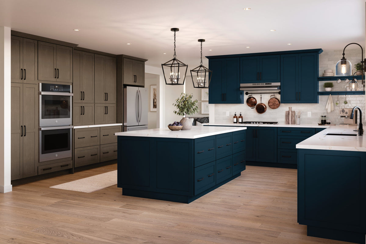 Diamond Express Jamestown 24-in W x 34.5-in H x 24-in D Regatta Blue 3-Drawer Base Fully Assembled Plywood Cabinet (Recessed Panel Shaker Style)