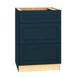 Diamond Express Jamestown 24-in W x 34.5-in H x 24-in D Regatta Blue 3-Drawer Base Fully Assembled Plywood Cabinet (Recessed Panel Shaker Style)