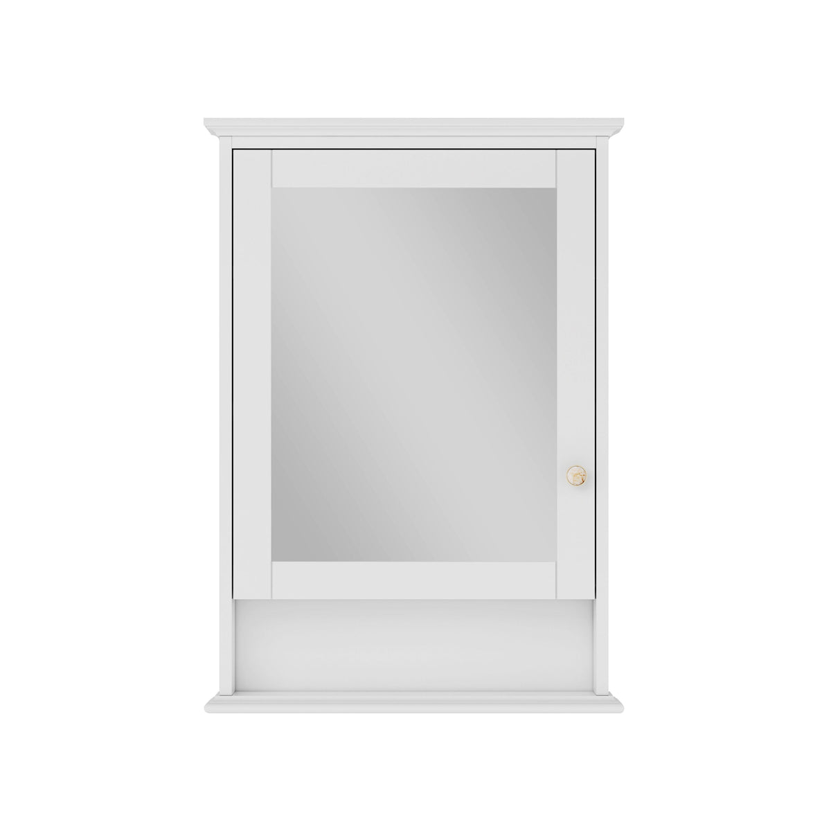WELLFOR GRACE Solid Wood 24-in x 34-in Surface Mount White Mirrored Soft Close Medicine Cabinet