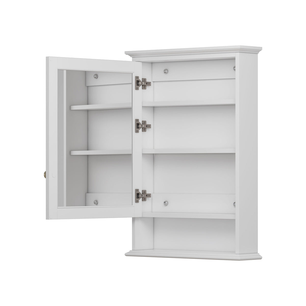 WELLFOR GRACE Solid Wood 24-in x 34-in Surface Mount White Mirrored Soft Close Medicine Cabinet
