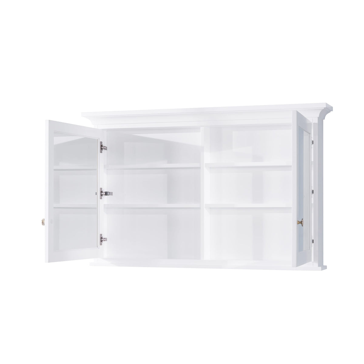 WELLFOR GRACE Solid Wood 48-in x 30-in Surface Mount White Mirrored Soft Close Medicine Cabinet