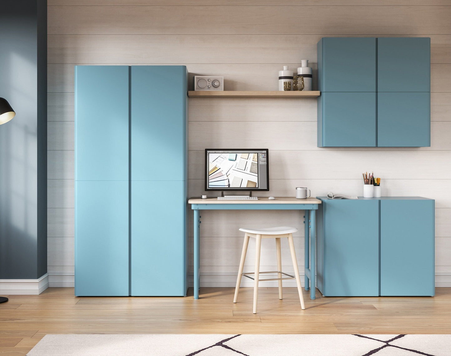 Everest 36-in W x 18-in H Steel Modern Blue Wall-mount Utility Storage Cabinet