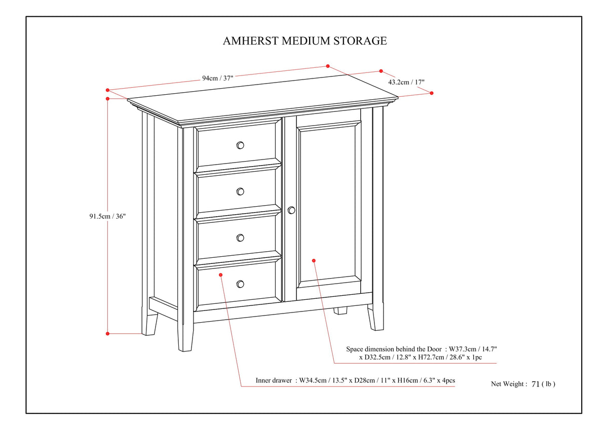 Simpli Home Amherst Hickory Brown Transitional Wood Media Cabinet