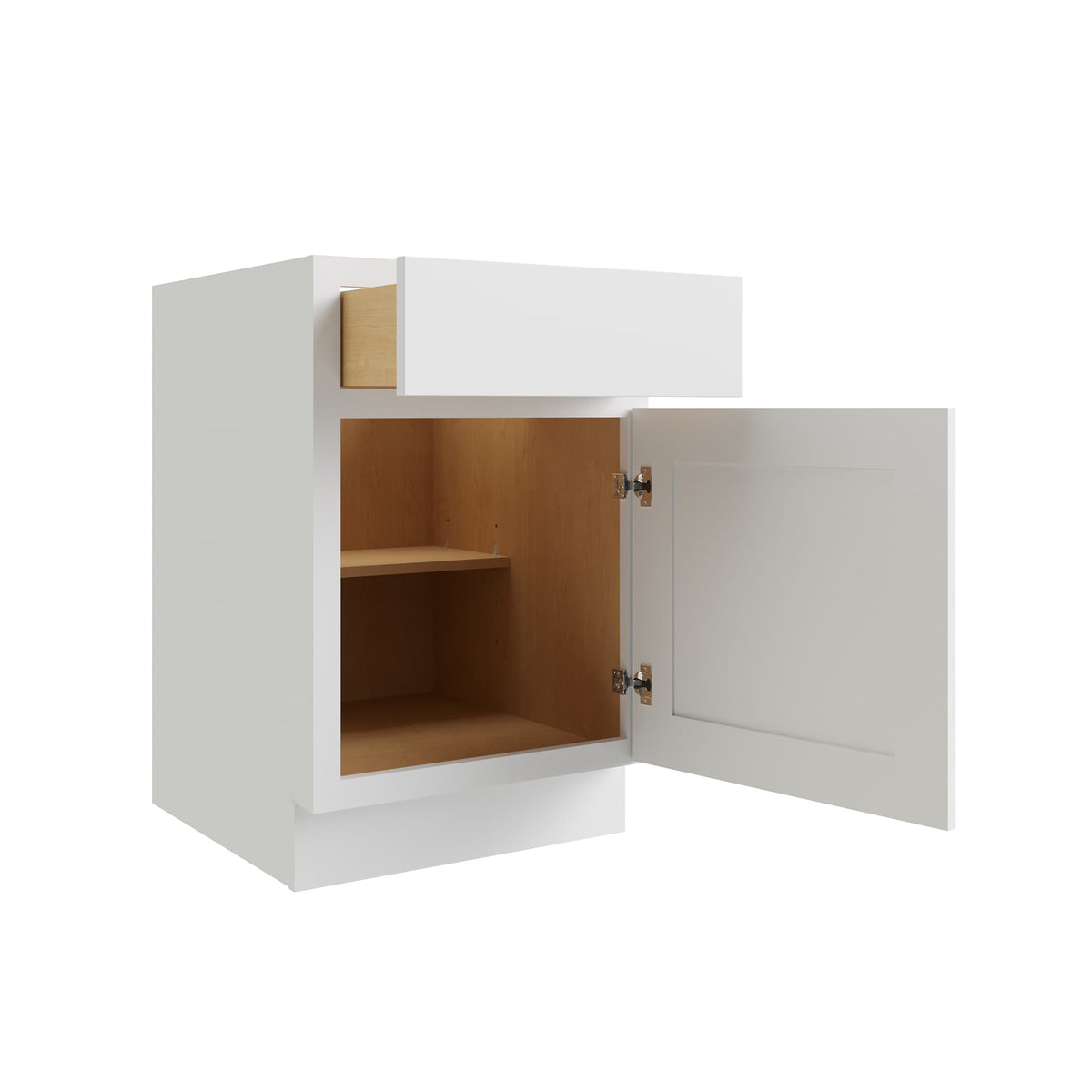 RELIABILT Parkstone 18-in W x 34.5-in H x 24-in D White 1-Drawer Base Fully Assembled Plywood Cabinet (Flat Panel Shaker Style)