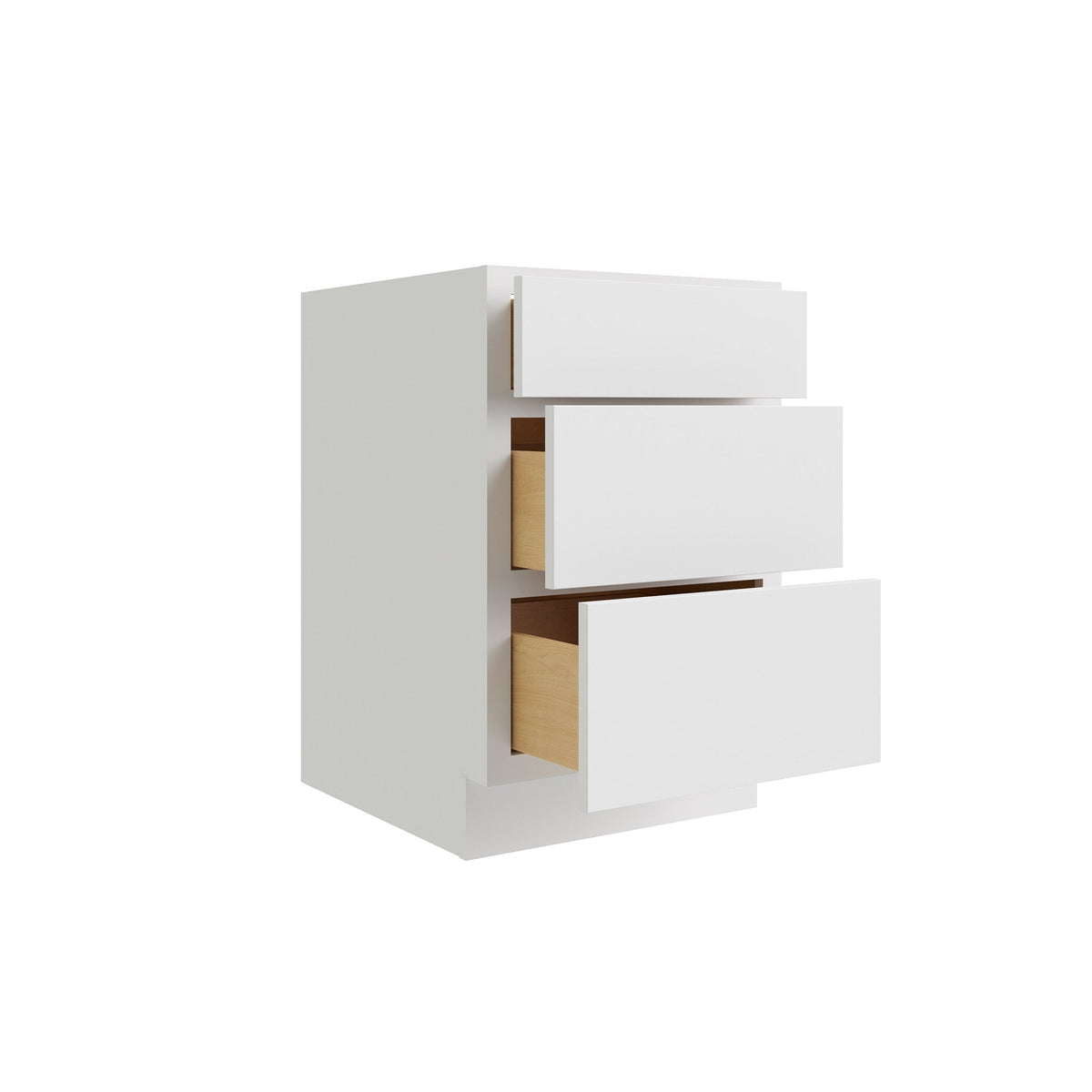 RELIABILT Parkstone 12-in W x 34.5-in H x 24-in D White 3-Drawer Base Fully Assembled Plywood Cabinet (Flat Panel Style)