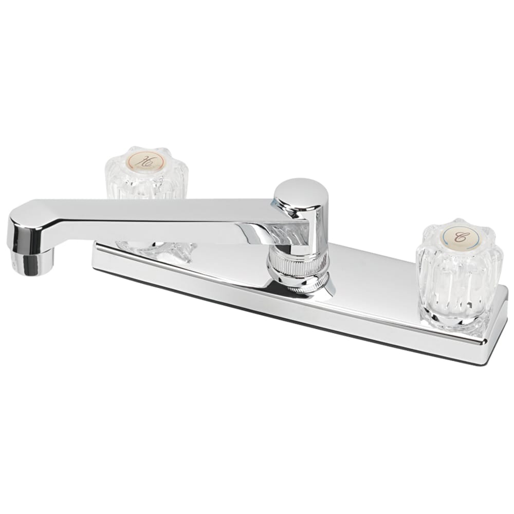 Project Source Chrome 2-Handle Deck-Mount Low-Arc Kitchen Faucet with Deck Plate
