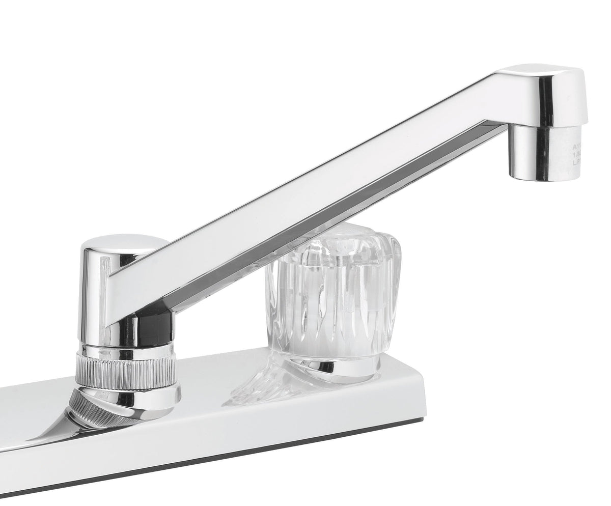 Project Source Chrome 2-Handle Deck-Mount Low-Arc Kitchen Faucet with Deck Plate