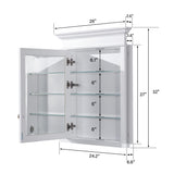 WELLFOR GRACE Solid Wood 26-in x 32-in Recessed Mount White Mirrored Soft Close Medicine Cabinet