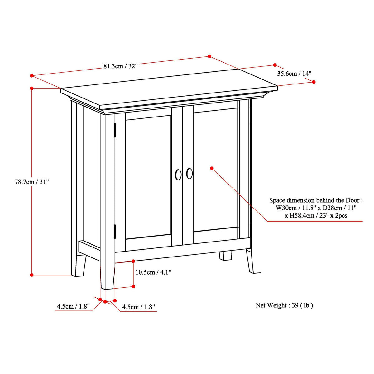 Simpli Home Redmond White Transitional Wood Media Cabinet