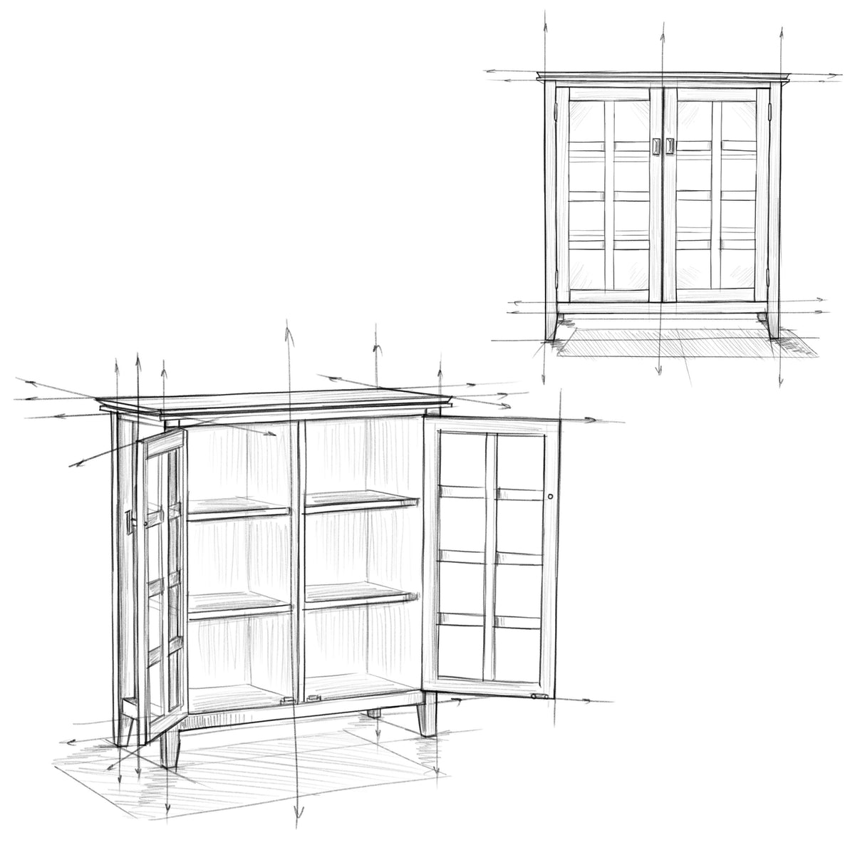 Simpli Home Artisan Distressed Grey Transitional Wood Media Cabinet