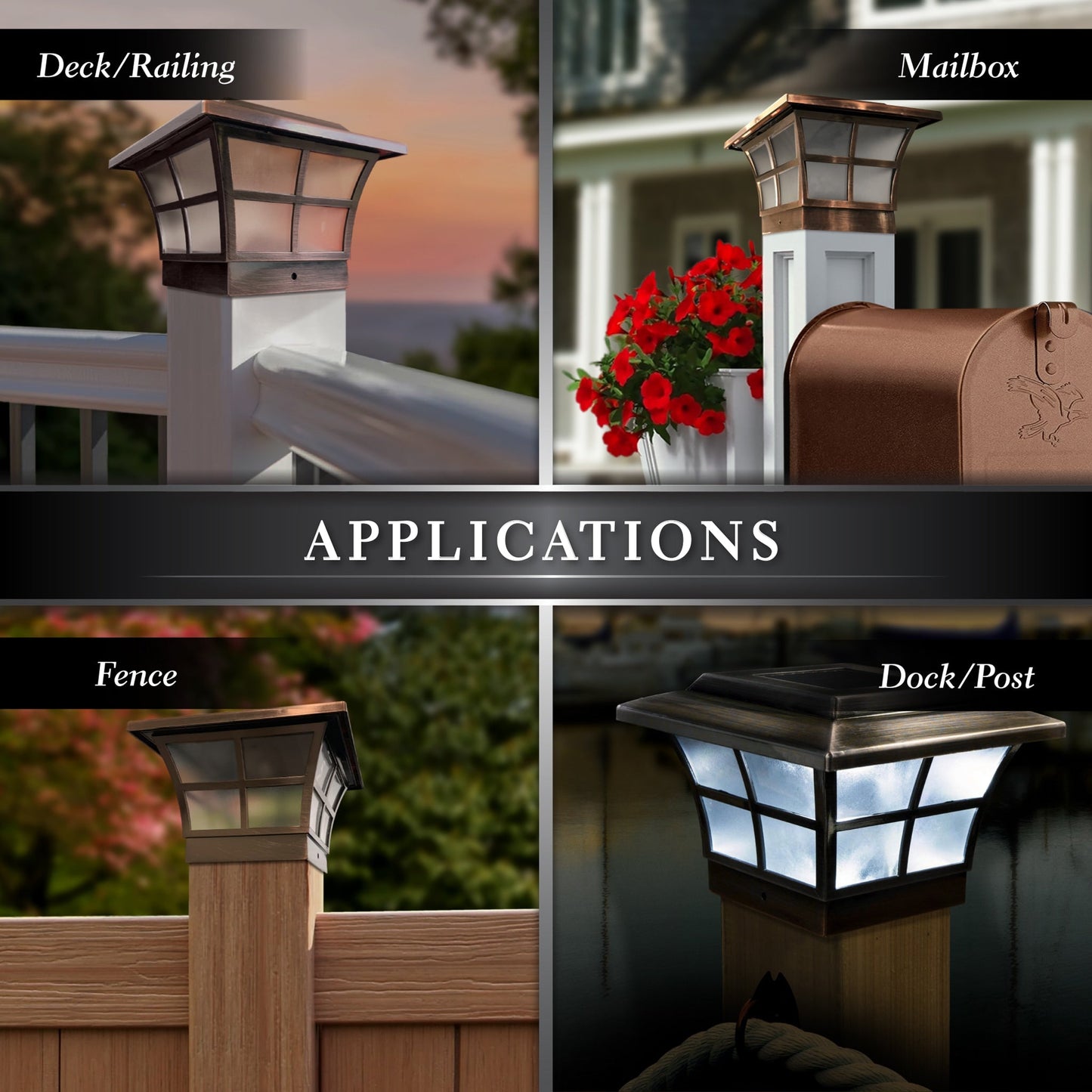 Classy Caps 4-in x 4-in 10-Lumen 1-Watt Copper Solar LED Outdoor Post Cap Light (4100 K)