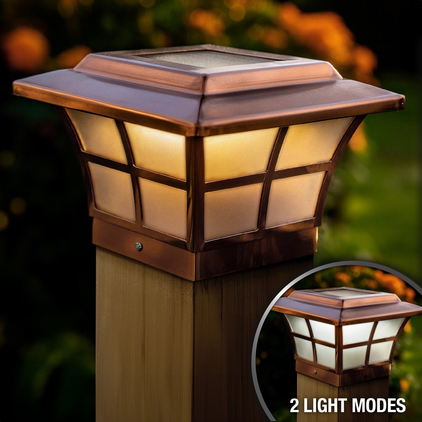 Classy Caps 4-in x 4-in 10-Lumen 1-Watt Copper Solar LED Outdoor Post Cap Light (4100 K)