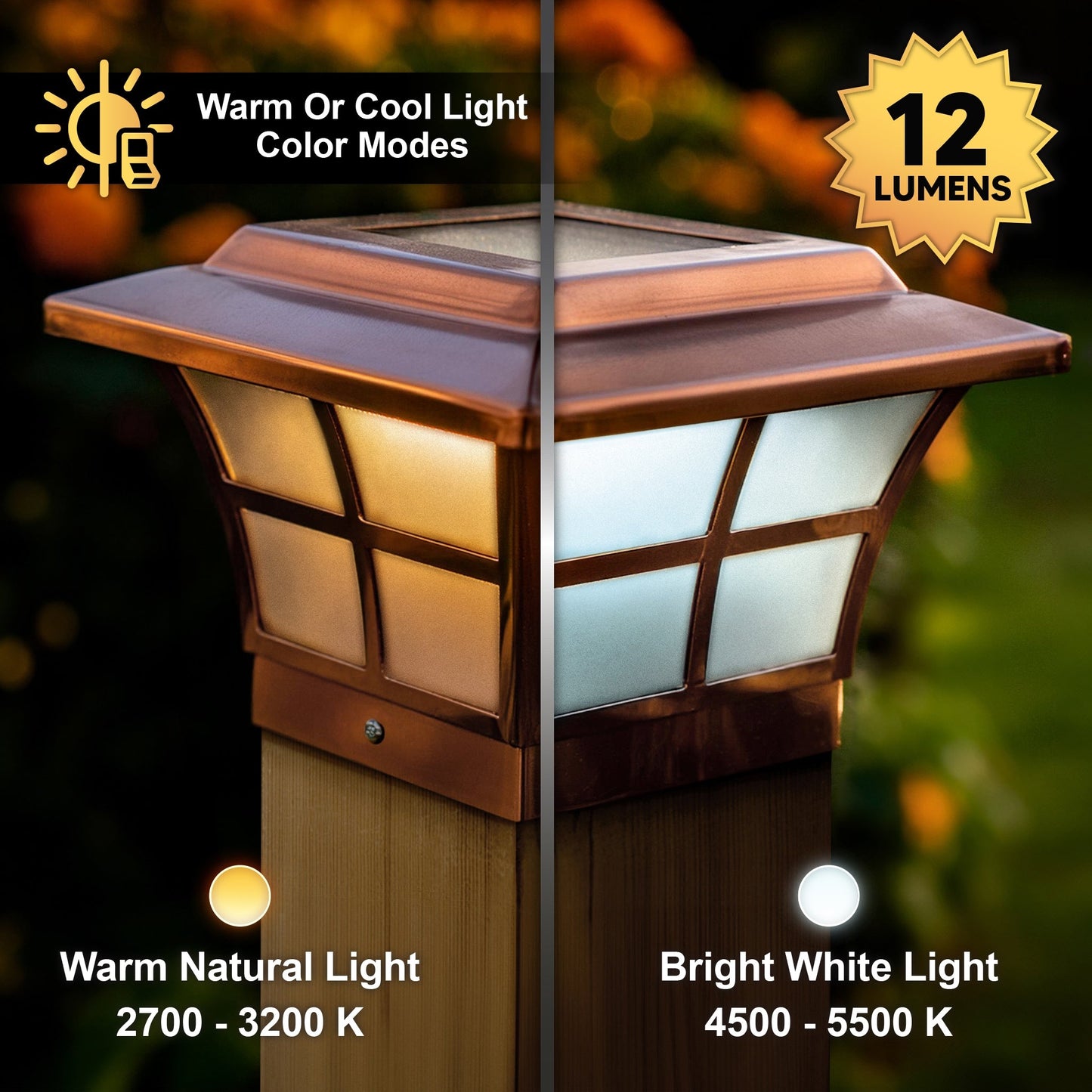 Classy Caps 4-in x 4-in 10-Lumen 1-Watt Copper Solar LED Outdoor Post Cap Light (4100 K)