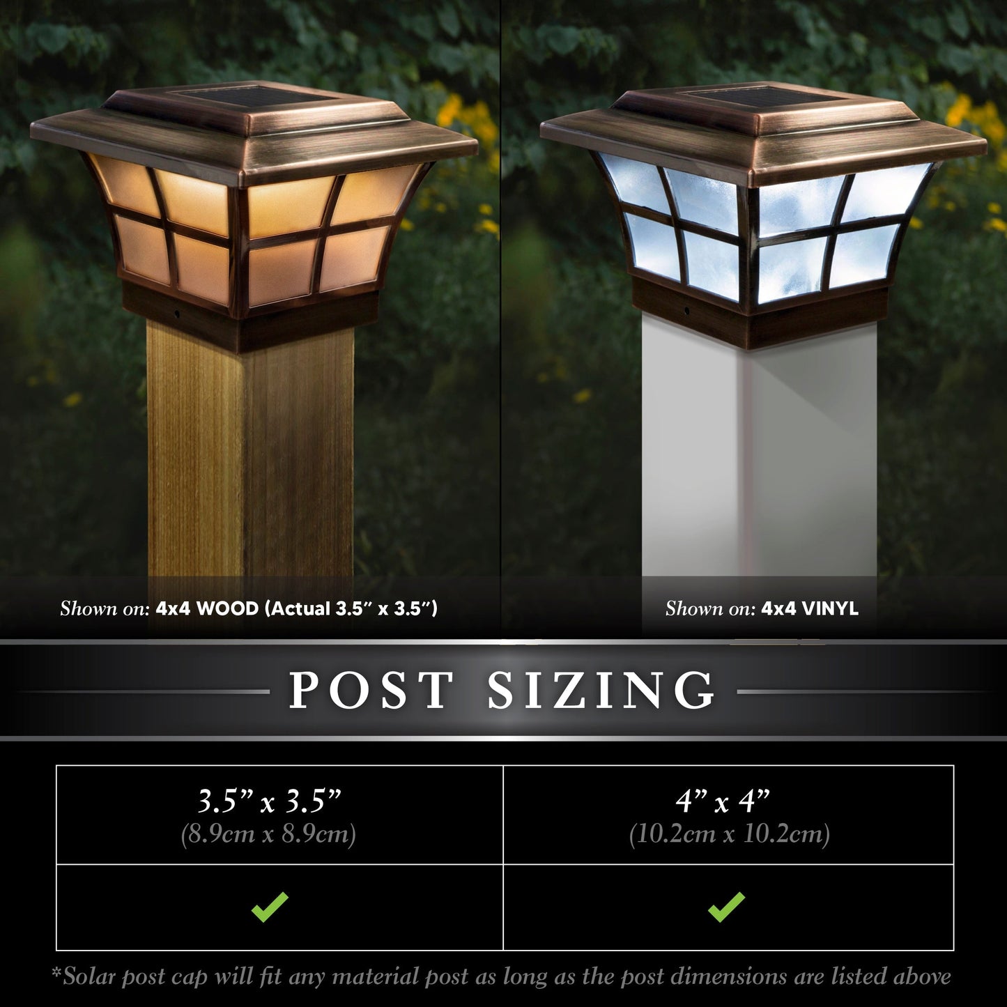 Classy Caps 4-in x 4-in 10-Lumen 1-Watt Copper Solar LED Outdoor Post Cap Light (4100 K)