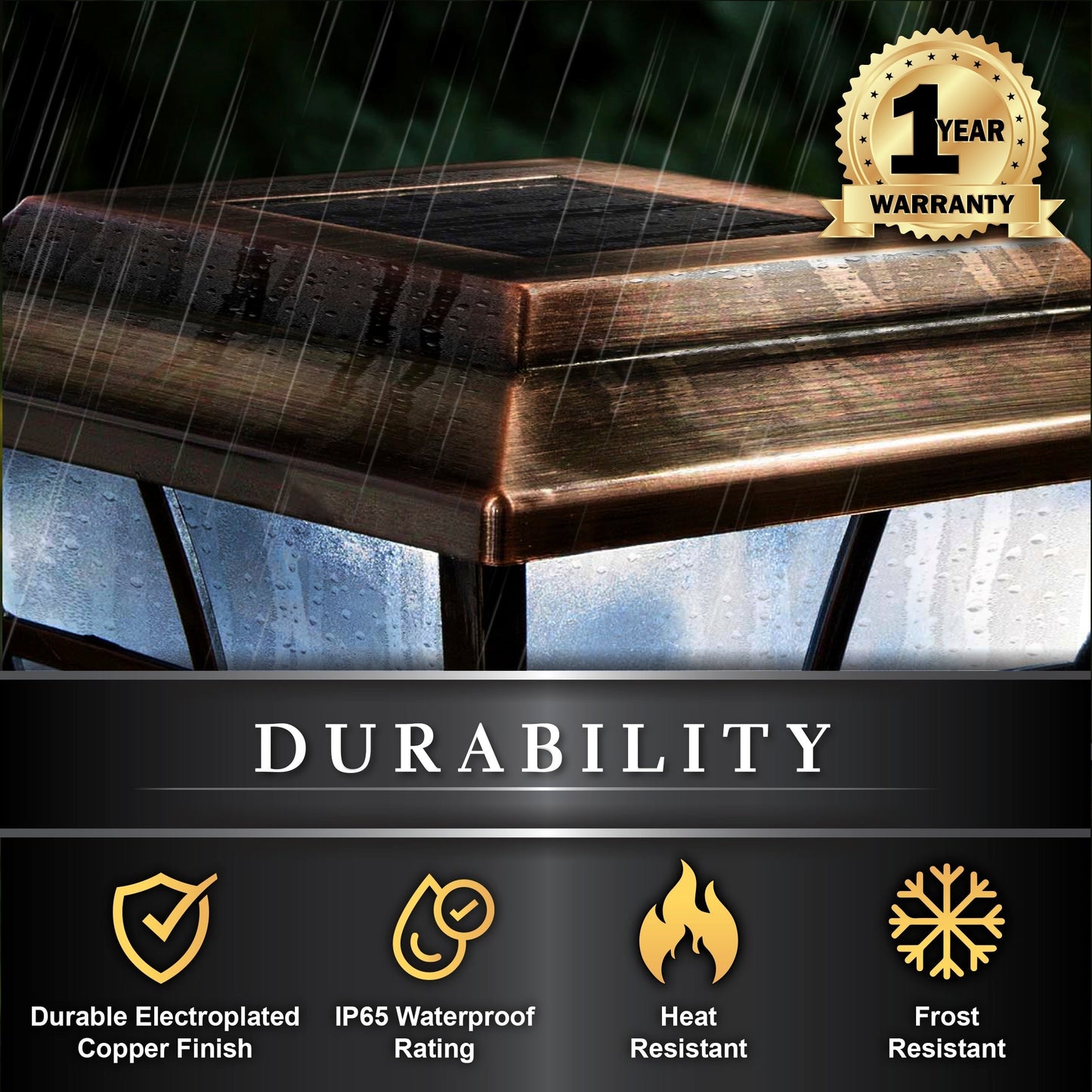 Classy Caps 4-in x 4-in 10-Lumen 1-Watt Copper Solar LED Outdoor Post Cap Light (4100 K)