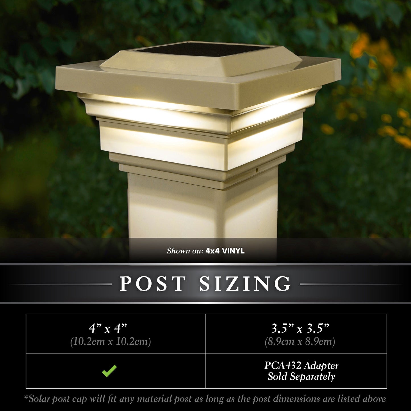 Classy Caps 4-in x 4-in 15-Lumen 1-Watt Tan Solar LED Outdoor Post Cap Light (4100 K)