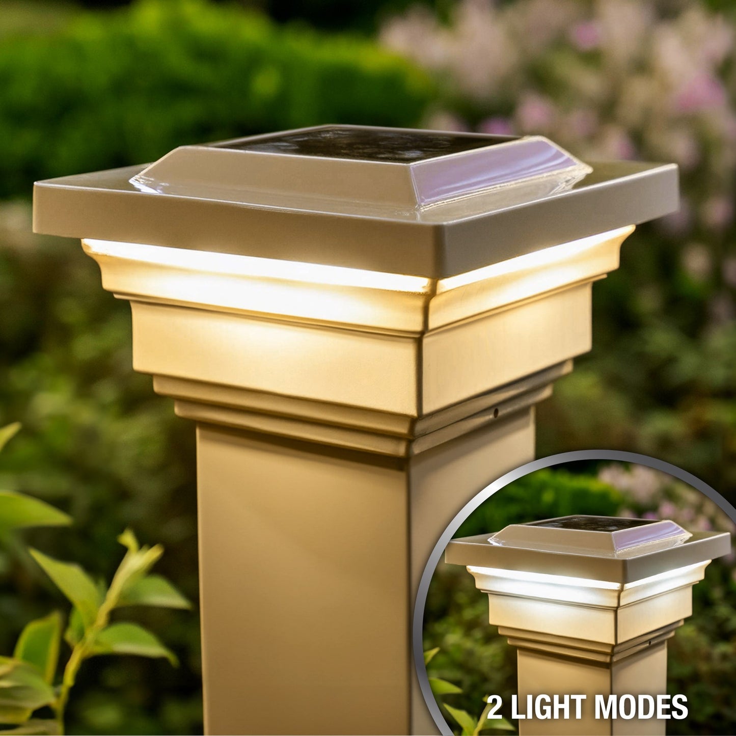 Classy Caps 4-in x 4-in 15-Lumen 1-Watt Tan Solar LED Outdoor Post Cap Light (4100 K)