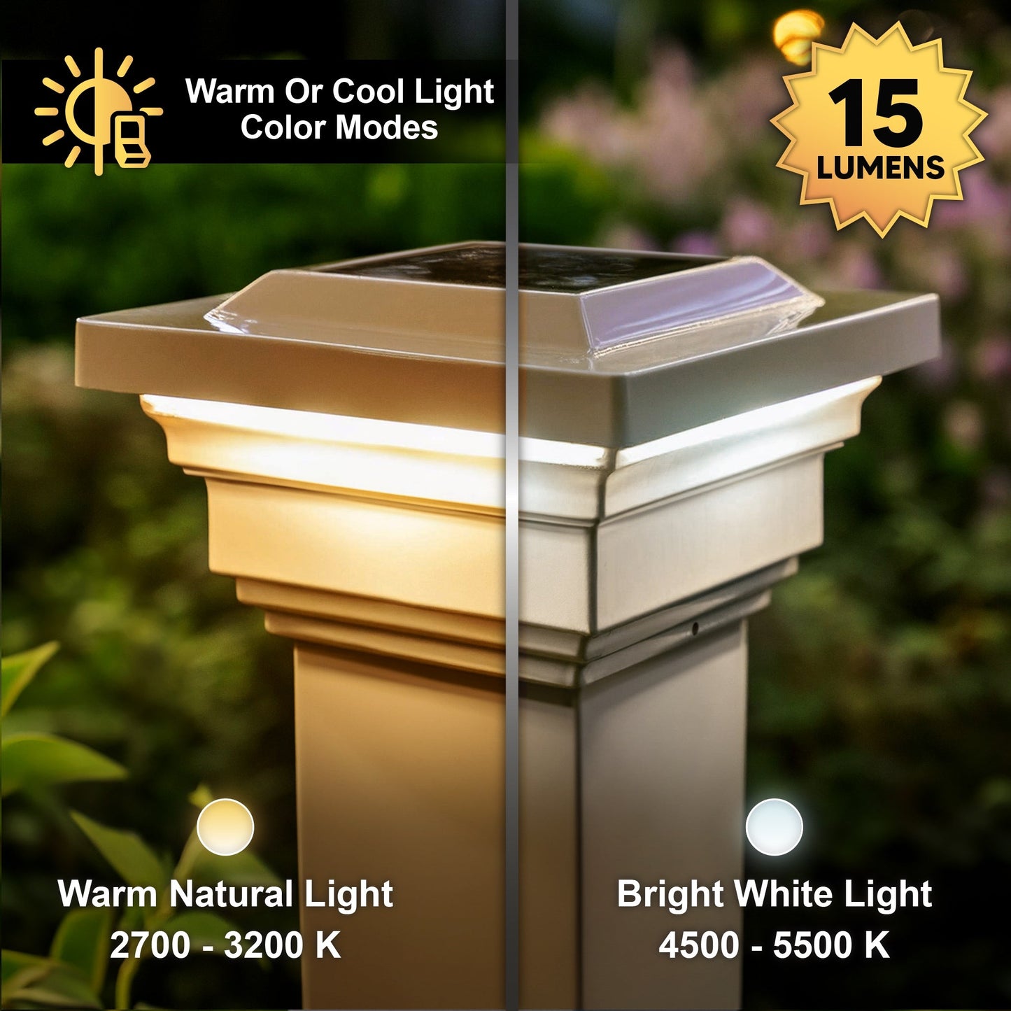Classy Caps 4-in x 4-in 15-Lumen 1-Watt Tan Solar LED Outdoor Post Cap Light (4100 K)