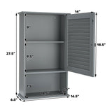WELLFOR 16.5-in x 27.5-in x 6.5-in Gray Bathroom Wall Cabinet