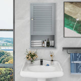 WELLFOR 16.5-in x 27.5-in x 6.5-in Gray Bathroom Wall Cabinet