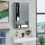 WELLFOR 16.5-in x 27.5-in x 6.5-in Gray Bathroom Wall Cabinet