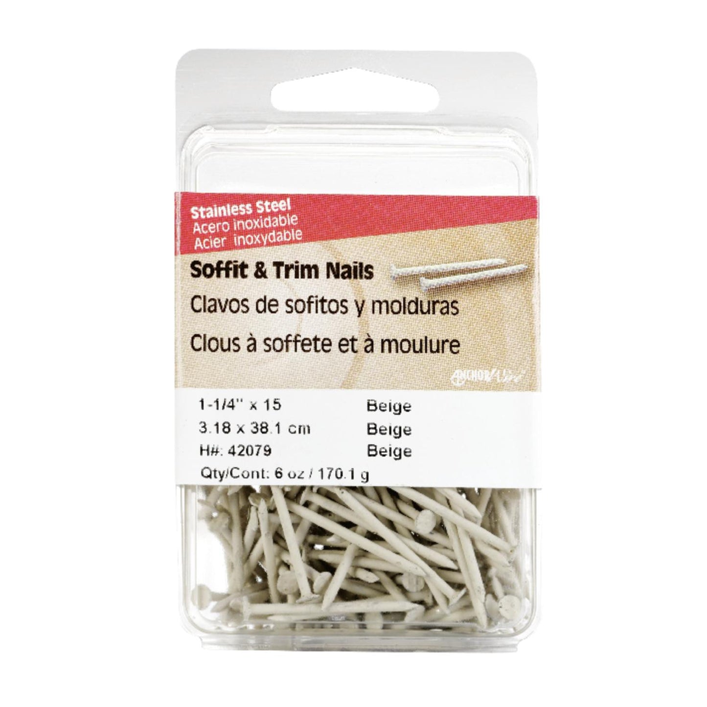 Hillman 1-1/4 in Soffit & Trim Stainless Steel Nails, Flat Head, Almond Beige, 6 oz