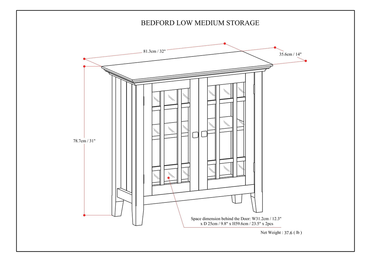 Simpli Home Bedford Light Golden Brown Transitional Wood Media Cabinet
