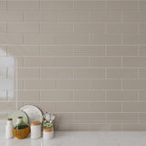 Giorbello Classic Premium Light Taupe 4-in x 12-in Glossy Glass Subway Wall Tile (5-sq. ft/ Carton)