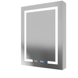 WELLFOR Right Hinge 24-in x 32-in Lighted LED Fog Free Surface Mount Aluminum Mirrored Soft Close Medicine Cabinet with Outlet