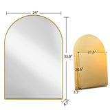 WELLFOR FS Medicine Cabinet 24-in x 36-in Surface/Recessed Mount Gold Mirrored Arched Soft Close Medicine Cabinet