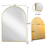 WELLFOR FS Medicine Cabinet 24-in x 36-in Surface/Recessed Mount Gold Mirrored Arched Soft Close Medicine Cabinet