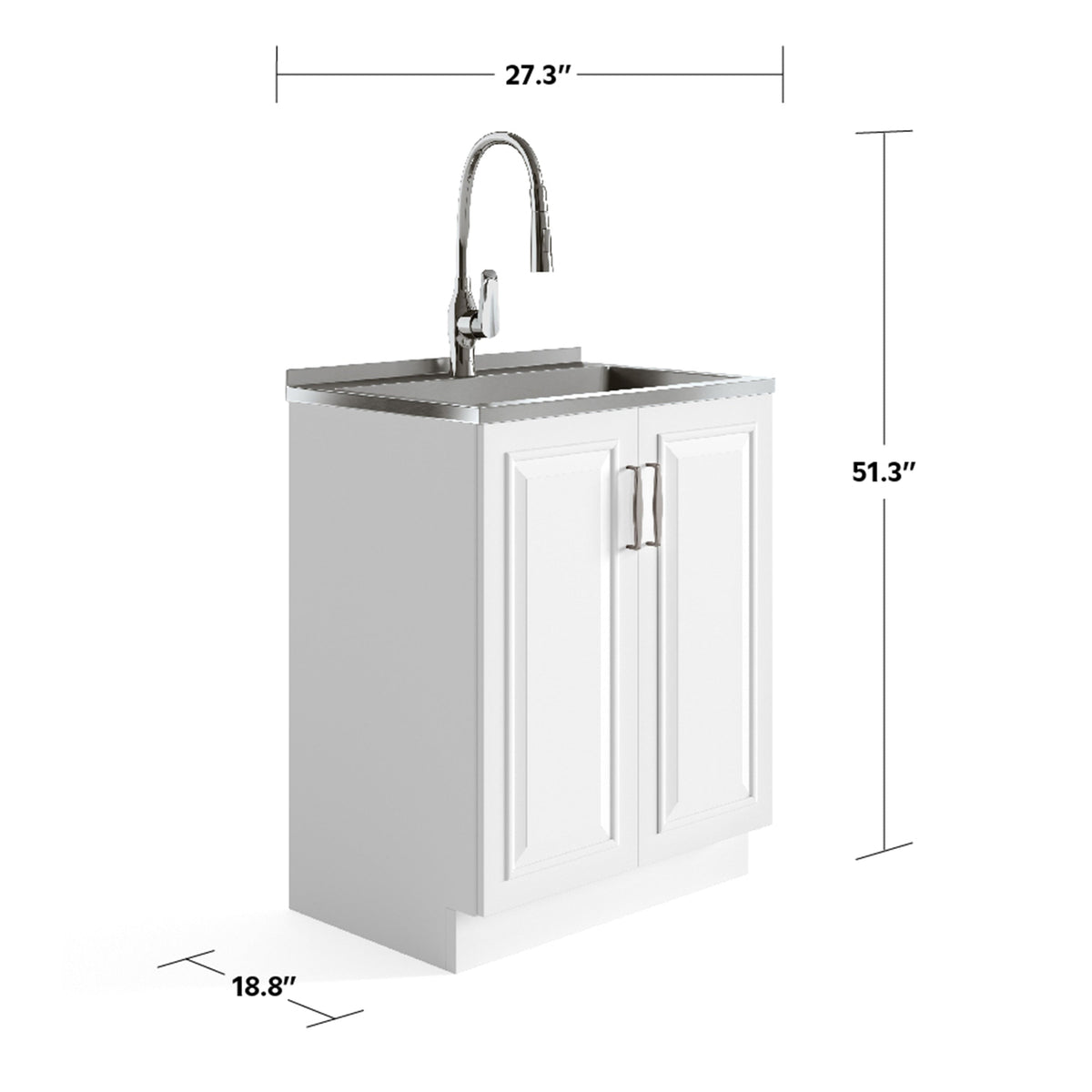 Simpli Home Darwin 27.3-in x 18.9-in White Freestanding Laundry Sink Cabinet