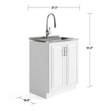 Simpli Home Darwin 27.3-in x 18.9-in White Freestanding Laundry Sink Cabinet