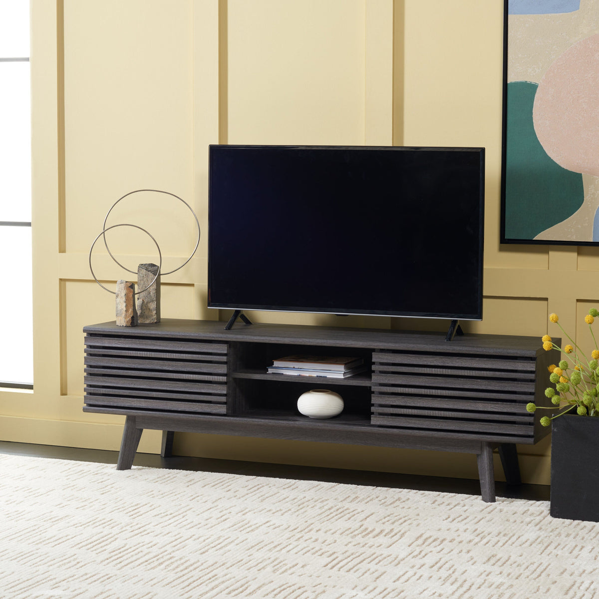 Safavieh Esma Distressed Black Casual Mdf Media Cabinet