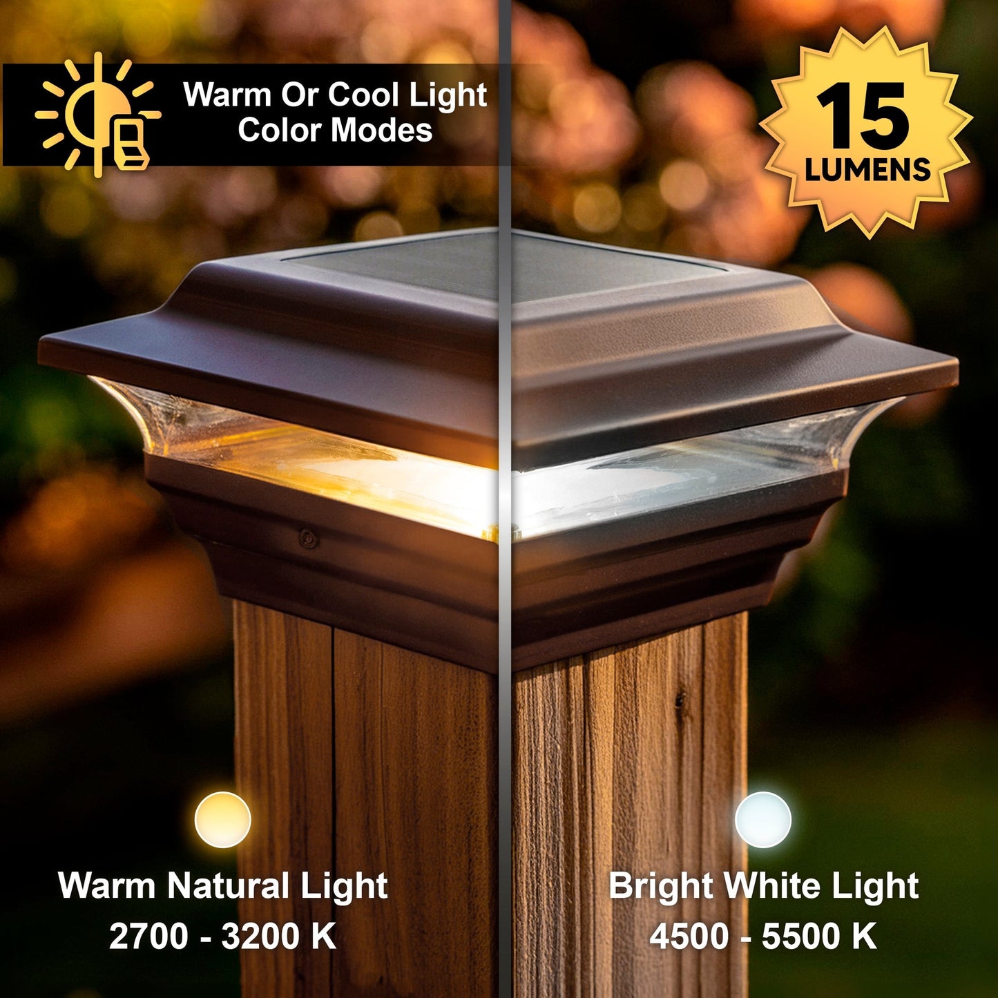 Classy Caps 4-in x 4-in 15-Lumen 1-Watt Bronze Solar LED Outdoor Post Cap Light (4100 K)