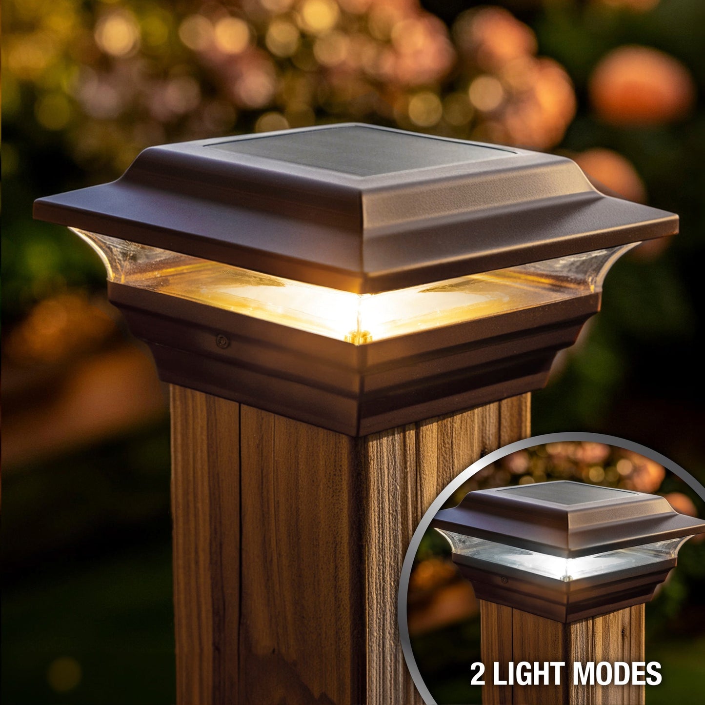Classy Caps 4-in x 4-in 15-Lumen 1-Watt Bronze Solar LED Outdoor Post Cap Light (4100 K)