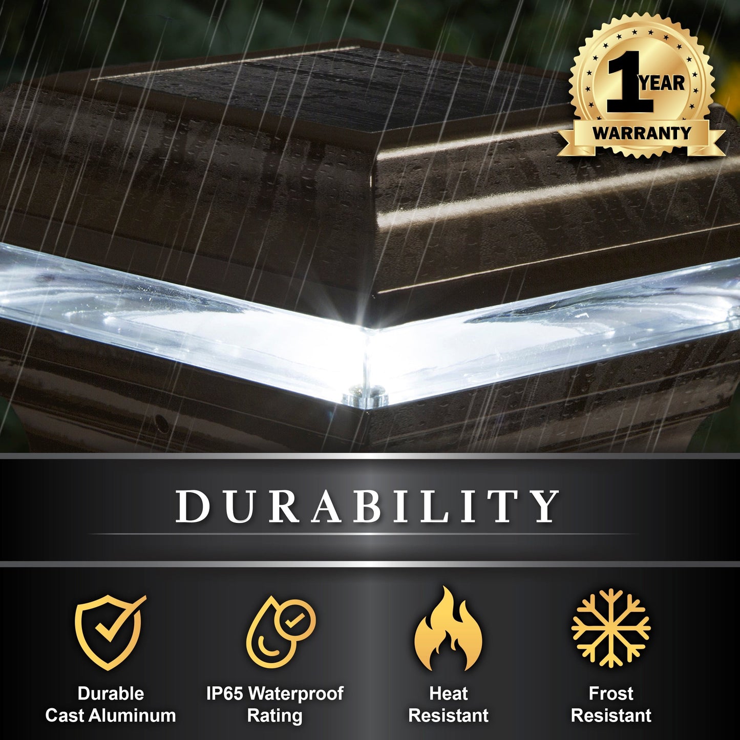 Classy Caps 4-in x 4-in 15-Lumen 1-Watt Bronze Solar LED Outdoor Post Cap Light (4100 K)