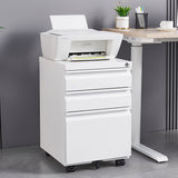 Mondawe Modern 3-Drawer Vertical File Cabinet, 17.32  14.57  23.63in Metal Filing Cabinet with Lock, White