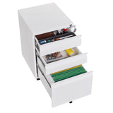 Mondawe Modern 3-Drawer Vertical File Cabinet, 17.32  14.57  23.63in Metal Filing Cabinet with Lock, White